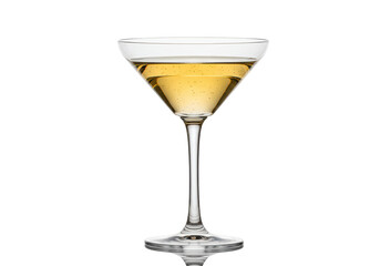 Isolated Elegant Martini Glass Filled with Golden Liquid