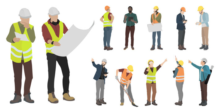 People in cores Architects and construction workers people in specific editable rows