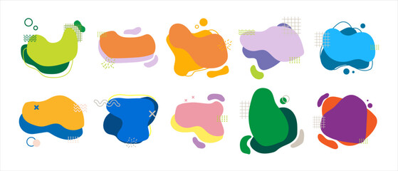 Abstract liquid shape elements in vector clip art style