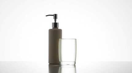 Obraz premium Sophisticated lotion dispenser silhouette An elegant bottle design, emphasizing soft directional light and surface details for enhanced visual impact.
