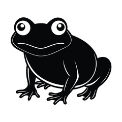 Cartoon green frog vector illustration featuring a cute, happy amphibian character with a funny smile and big eyes
