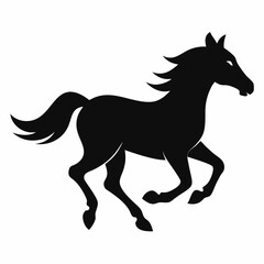 Running Horse black silhouette icon on white background