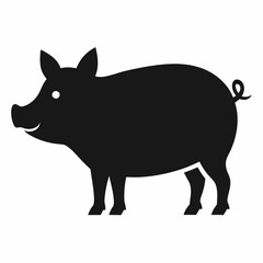 Pig black silhouette icon on white background