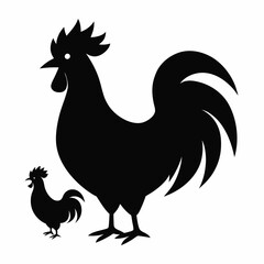 rooster hen black silhouette icon on white background