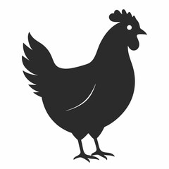 Hen black silhouette icon on white background