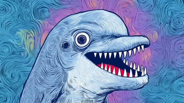 Psychedelic Dolphin with Neon Patterns Animation for Dynamic Ocean-Themed Videos