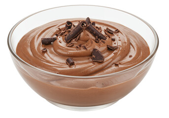 Isolated Decadent Chocolate Mousse Dessert in Glass Bowl