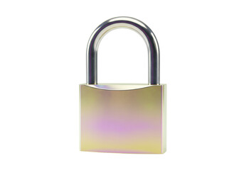 Isolated Golden Metallic Padlock for Security