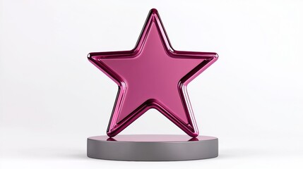 A shiny pink star on a gray base.