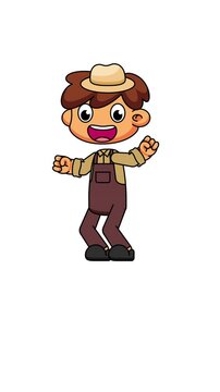 Chibi Farmer Dancing Animation, Joyful Loop in Cartoon Style