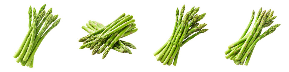 Fresh asparagus bundles in vibrant green hues showcasing organic forms, perfect for culinary presentations, healthy cooking, and farm-to-table concepts