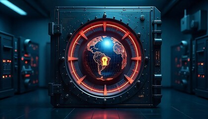 High-Security Vault With Globe and Digital Lock in Server Room

