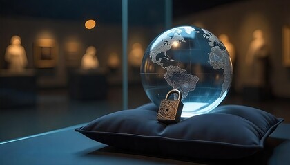 Crystal Globe With Lock Symbolizing Global Security and Data Protection

