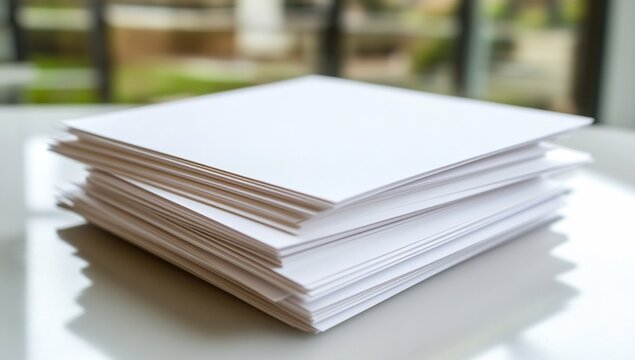 Stack of blank white sheets on a table