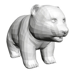 A white Panda is standing on a white background. The Panda is looking at the camera with a curious expression © German Ovchinnikov