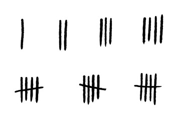 Tally marks illustration. Tally marks prison wall counting method with slashed lines. PNG graphic on transparent background.