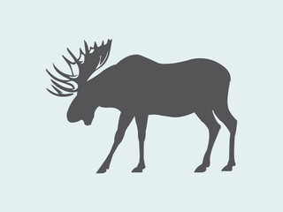 bull moose graphic design, moose silhouette with white background vector illustration art