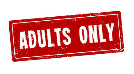 Adults only red rubber stamp. Simple stamp illustration. PNG graphic on transparent background.