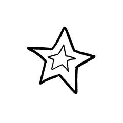 Star shape. Simple doodle style illustration hand drawn object. PNG graphic on transparent background.