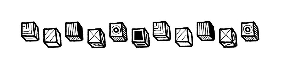 Hand drawn boxes doodle divider line or border - transparent PNG design element.