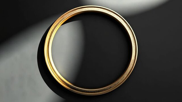 Golden circle on black background with flowing light casting elegant shadows video