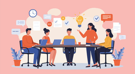 Diverse business people collaborate in dynamic office meetings and focused cafe discussions, embodying teamwork and communication