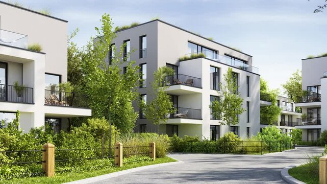 Modern residential community. 3D rendering