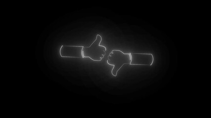Thumbs up and thumbs down. Colorful neon light glowing icon. Thumb neon icon. like. Animated neon symbol on black background. Animated neon thumb up and down sign icon 4k animated. - Powered by Adobe