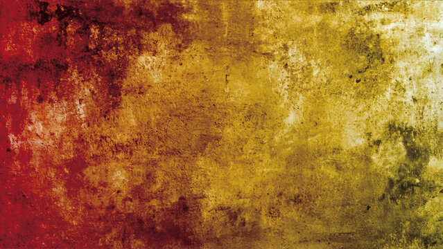 Abstract background with textured paint in modern bright tones, creating a blurred effect.  A golden yellow and dark red gradient. Featuring golden yellow blending into dark red