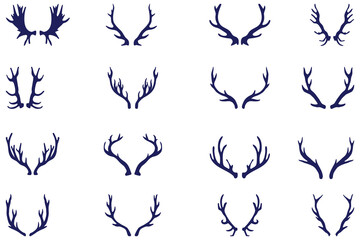 deer antlers graphic design, deer and elk antlers silhouette vector illustration art