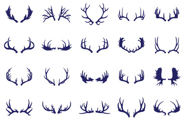 deer antlers graphic design, deer and elk antlers silhouette vector illustration art