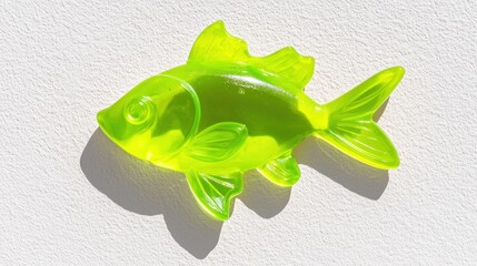 A bright green fish-shaped object.