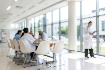 Medical professionals collaborating in a bright hospital setting