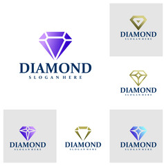 Set of Diamond logo design concept vector. Diamond Logo Design Template. Creative Symbol. Icon