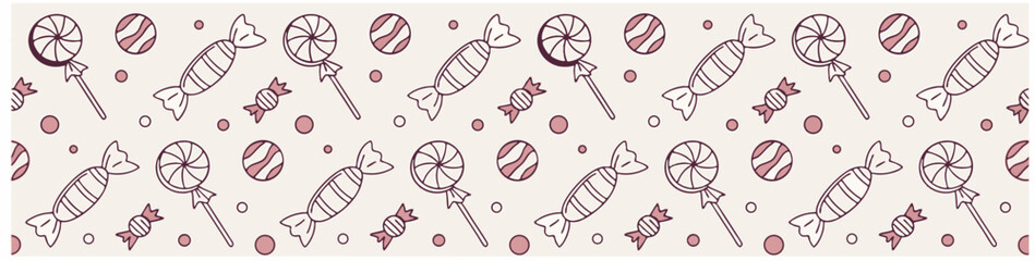 Vector background of wrapping paper for confectionery products with candy and lollipop pattern
