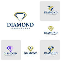 Set of Diamond logo design concept vector. Diamond Logo Design Template. Creative Symbol. Icon