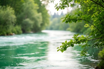 Tranquil river flowing through lush greenery