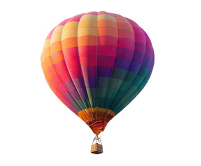 Naklejka premium Colorful hot air balloon soaring in clear sky during daytime adventure on a transparent background, cut out