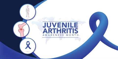 Juvenile Arthritis awareness month is observed every year in July. The most common symptoms of the disease are joint swelling, pain and stiffness, it is usually an autoimmune disorder. Vector art	