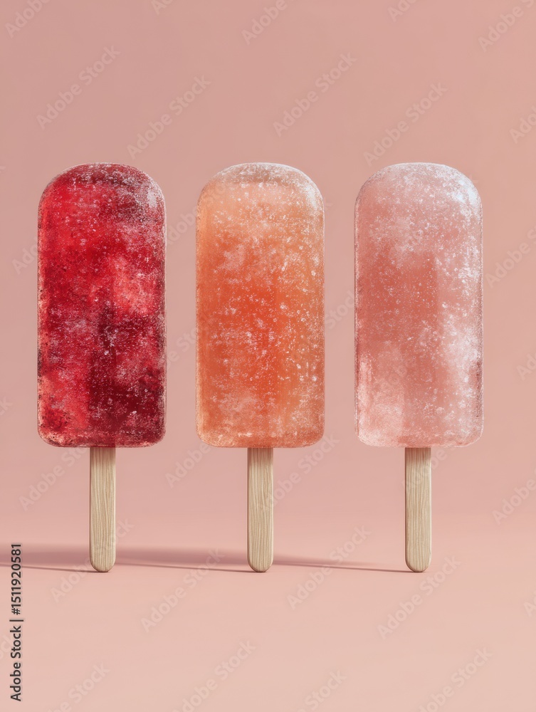 Aufkleber Colorful 3D Render of Frosty Popsicles Featuring Modern Design in a Clean Layout Against a Simple Background