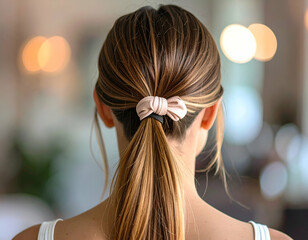 Sleek High Ponytail Hairstyle A Focused Look at Smooth Finish and Wrapped Hairband