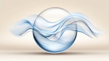A blue glass sphere with a wavy design.