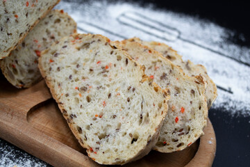 sliced bread on a cutting board