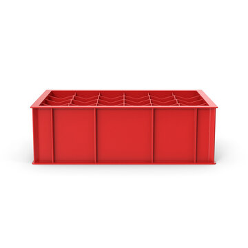 Red Plastic Crate with Dividers isolated on transparent background