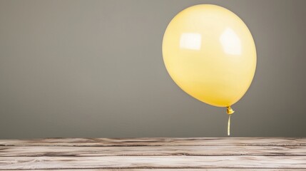 A yellow balloon floating in the air.