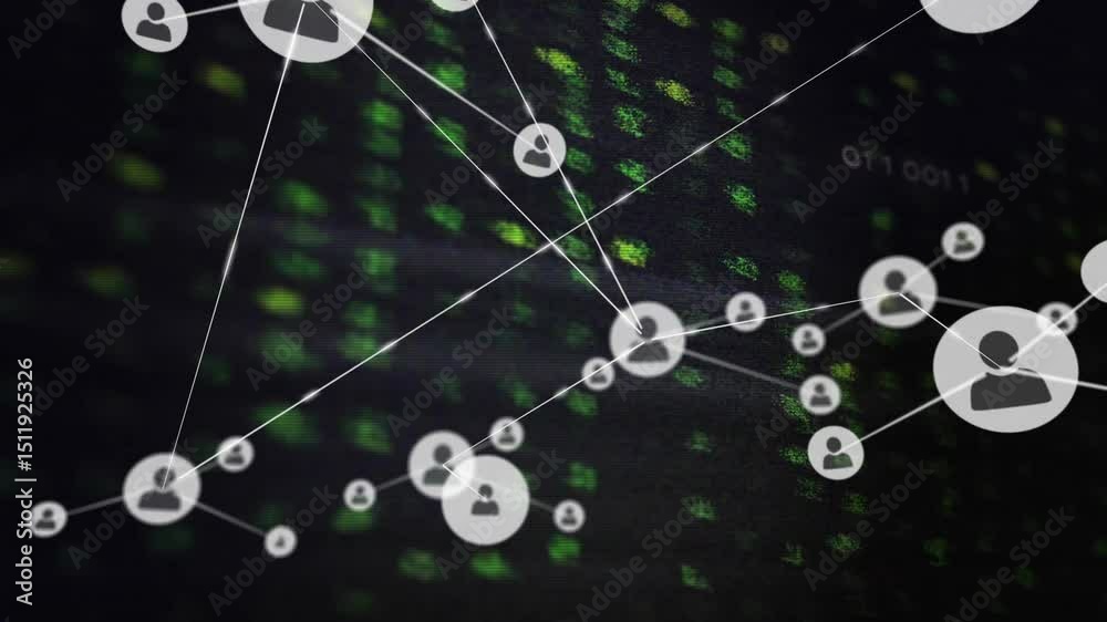 Poster on node appearing over circuit map starting nodes spawning and linking showing expanding network