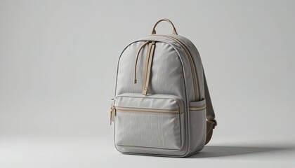 Gray backpack with beige accents.