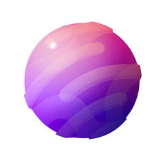 Fantasy cartoon planet design isolated on transparent background in pink and purple color. Modern style planet design. Design for your social media posts, sticker, print, decor, logo, etc.