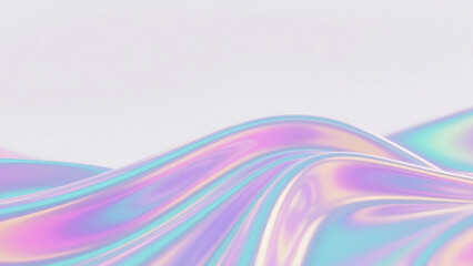 Fototapeta premium Pink holographic background with wave pattern design on a soft shiny fabric surface. Perfect for use as a chic background for design or social media.