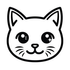 Minimalistic Black and White Cat Face Illustration